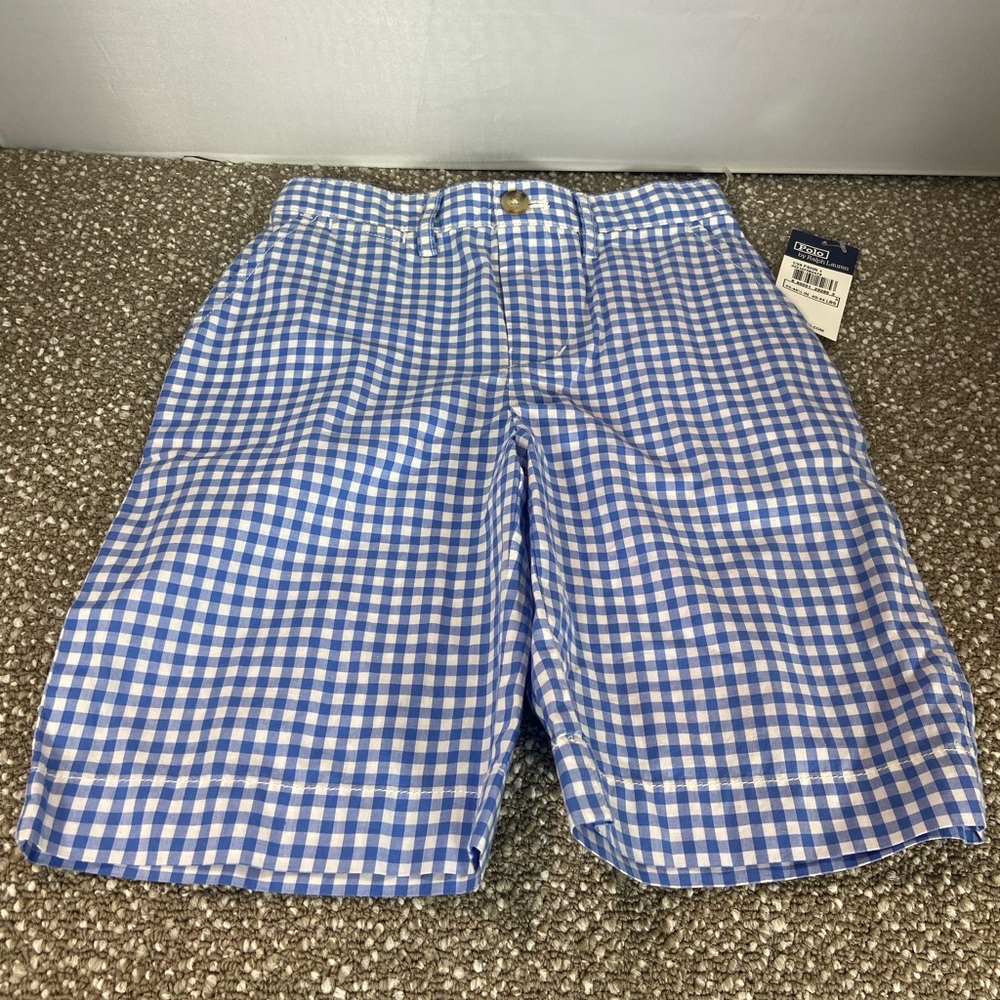 Ralph Lauren Checkered Blue Boys Shorts size 5. New with Tags.